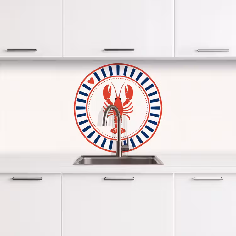Keuken achterwand - Zeeleven - Kreeft - Embleem - Grafisch - Rood — 4