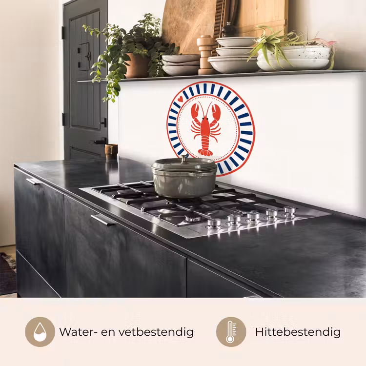Keuken achterwand - Zeeleven - Kreeft - Embleem - Grafisch - Rood — 5