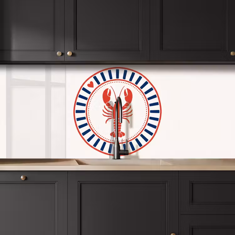 Keuken achterwand - Zeeleven - Kreeft - Embleem - Grafisch - Rood — 6