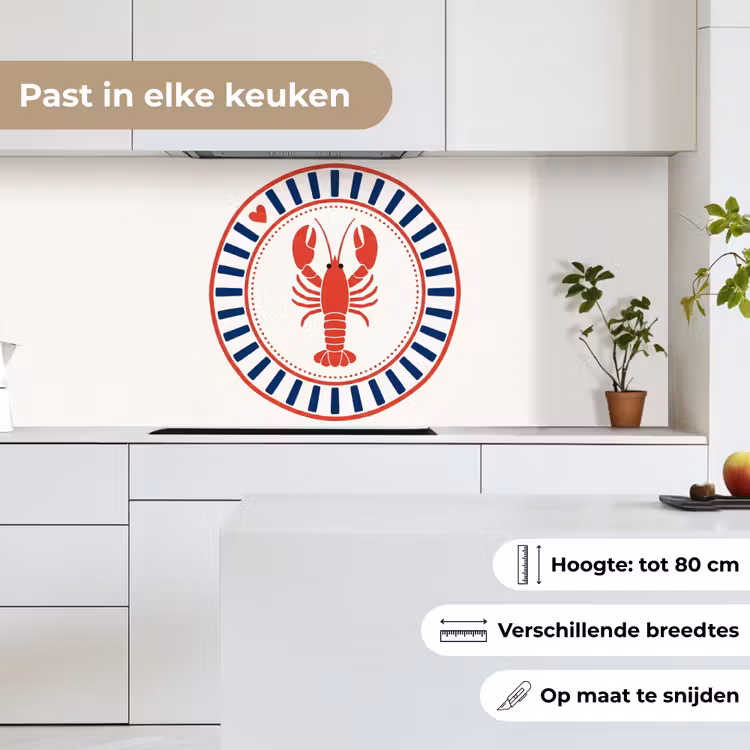 Keuken achterwand - Zeeleven - Kreeft - Embleem - Grafisch - Rood — 7