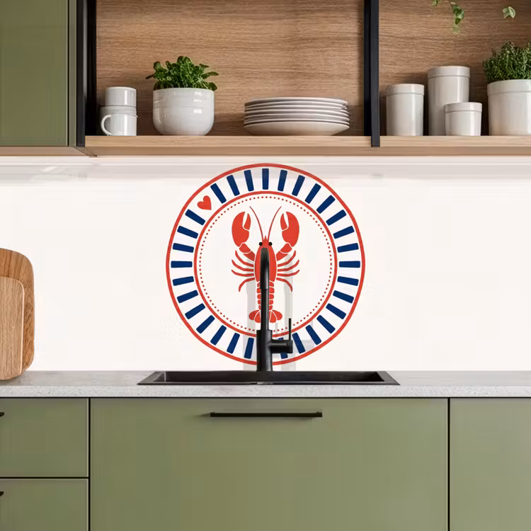 Keuken achterwand - Zeeleven - Kreeft - Embleem - Grafisch - Rood — 8