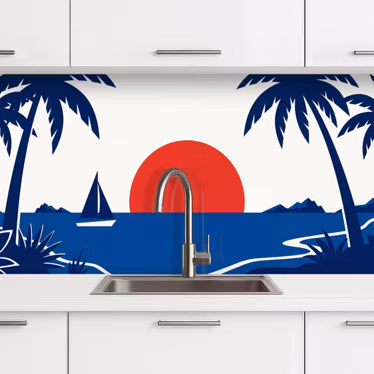 Keuken achterwand - Zonsondergang - Zee - Palmboom - Tropisch - Modern — 3