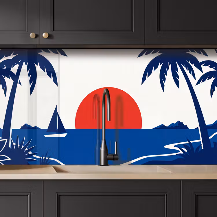 Keuken achterwand - Zonsondergang - Zee - Palmboom - Tropisch - Modern — 4
