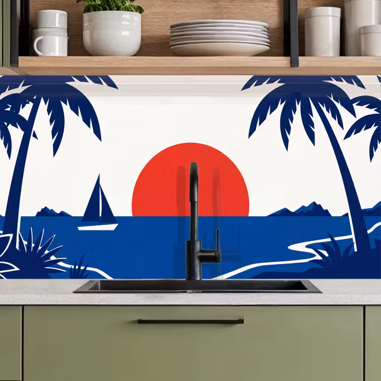 Keuken achterwand - Zonsondergang - Zee - Palmboom - Tropisch - Modern — 8