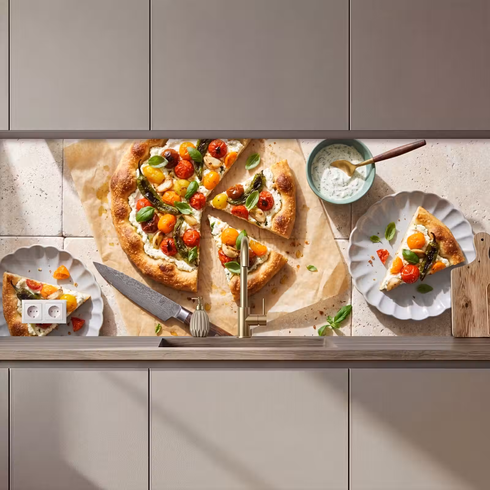 Keuken achterwand - Eten - Tomaten - Basilicum - Maaltijd - Vers — 1