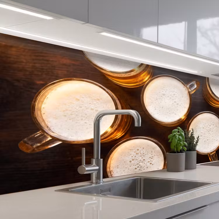 Keuken achterwand - Bier - Glazen - Schuim - Hout - Drank — 2
