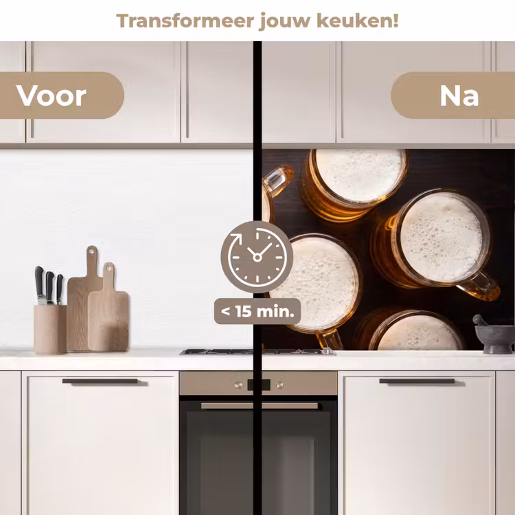 Keuken achterwand - Bier - Glazen - Schuim - Hout - Drank — 3