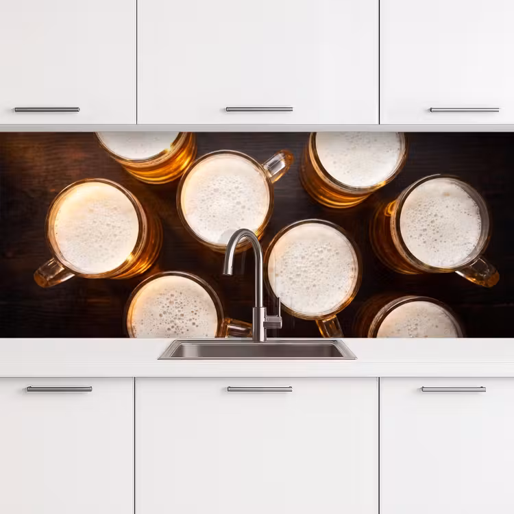 Keuken achterwand - Bier - Glazen - Schuim - Hout - Drank — 4