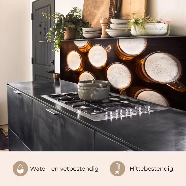 Keuken achterwand - Bier - Glazen - Schuim - Hout - Drank — 5