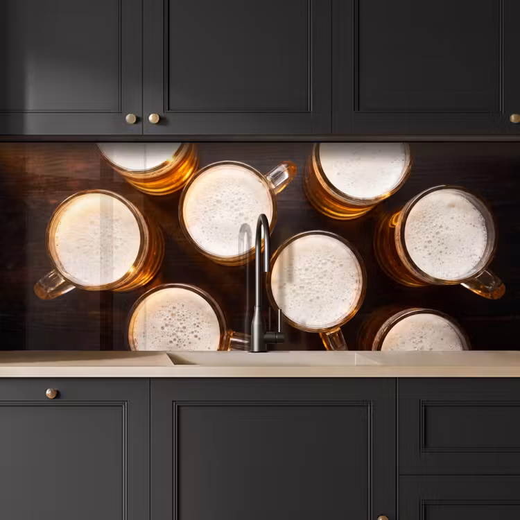 Keuken achterwand - Bier - Glazen - Schuim - Hout - Drank — 6
