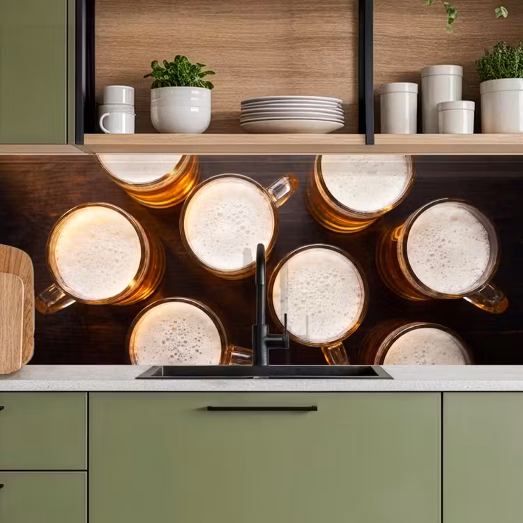 Keuken achterwand - Bier - Glazen - Schuim - Hout - Drank — 8