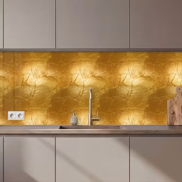 Keuken achterwand - Bladgoud - Vintage - Textuur - Warm Goud — 1