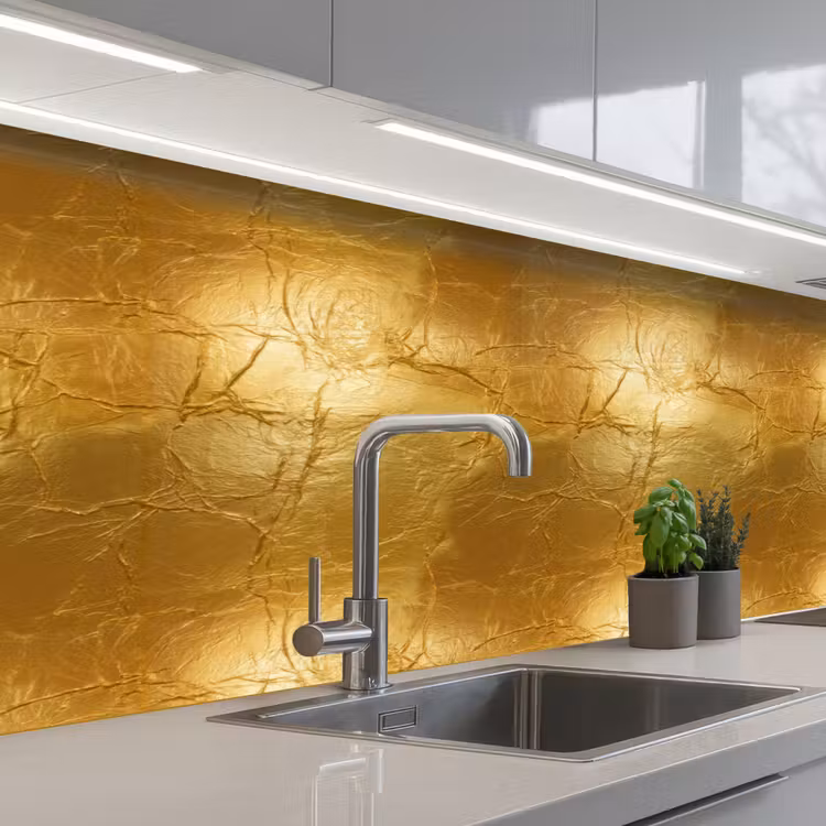 Keuken achterwand - Bladgoud - Vintage - Textuur - Warm Goud — 2