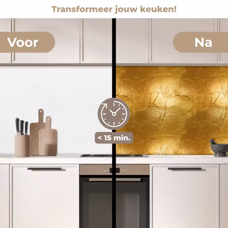 Keuken achterwand - Bladgoud - Vintage - Textuur - Warm Goud — 3