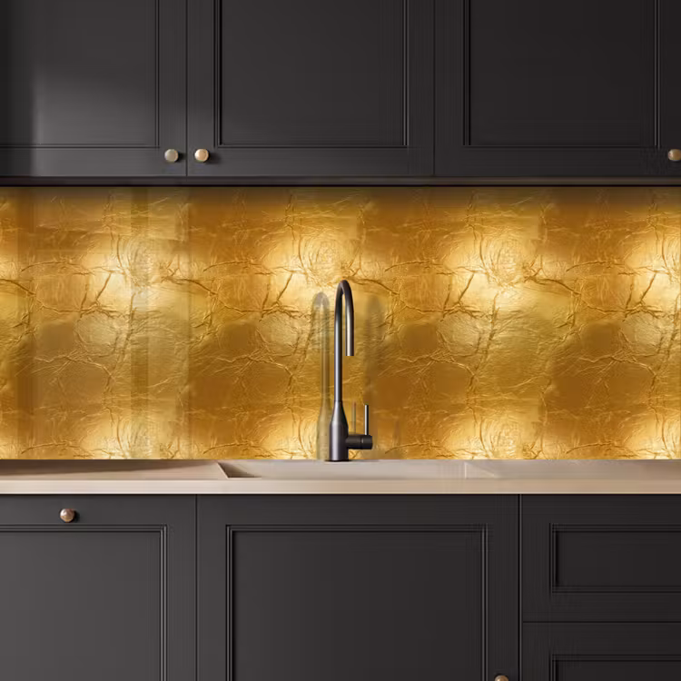 Keuken achterwand - Bladgoud - Vintage - Textuur - Warm Goud — 6