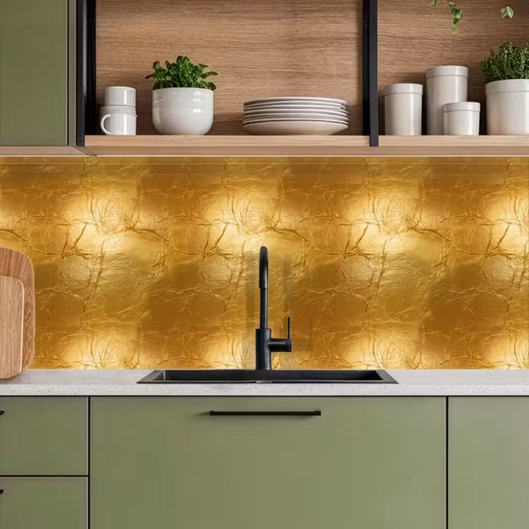 Keuken achterwand - Bladgoud - Vintage - Textuur - Warm Goud — 8