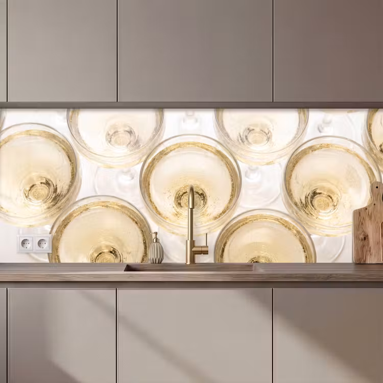 Keuken achterwand - Drank - Glazen - Feest - Goud — 1