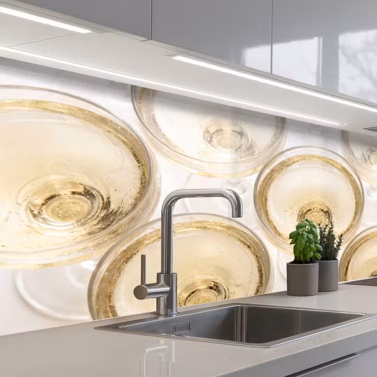 Keuken achterwand - Drank - Glazen - Feest - Goud — 2