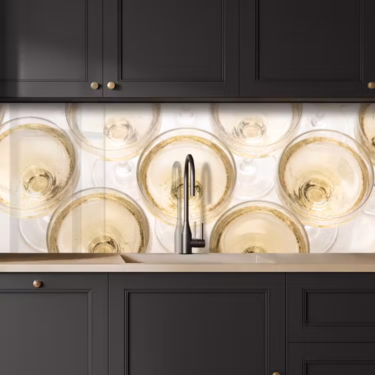 Keuken achterwand - Drank - Glazen - Feest - Goud — 6