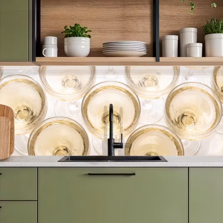 Keuken achterwand - Drank - Glazen - Feest - Goud — 8