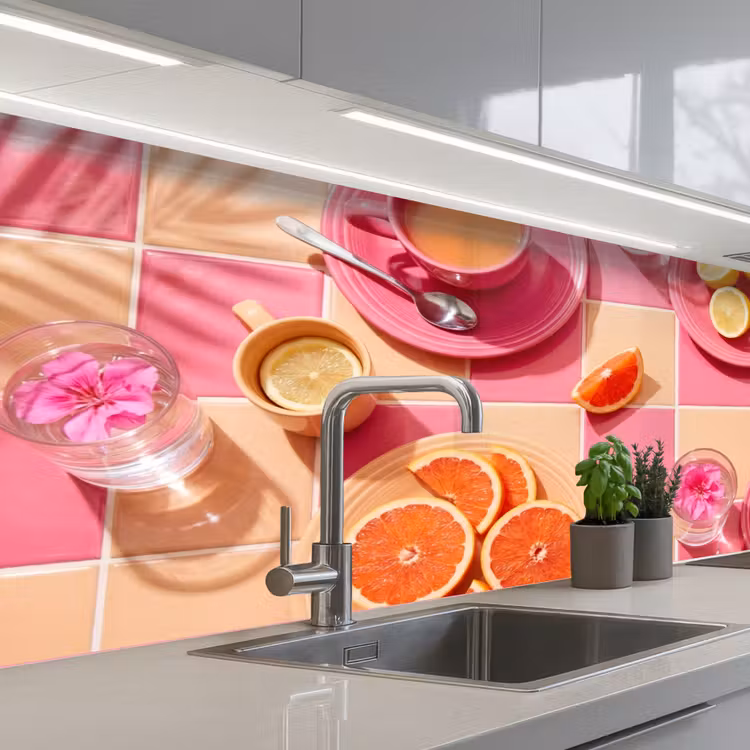 Keuken achterwand - Eten - Citrusvruchten - Stillevens - Roze - Oranje — 2