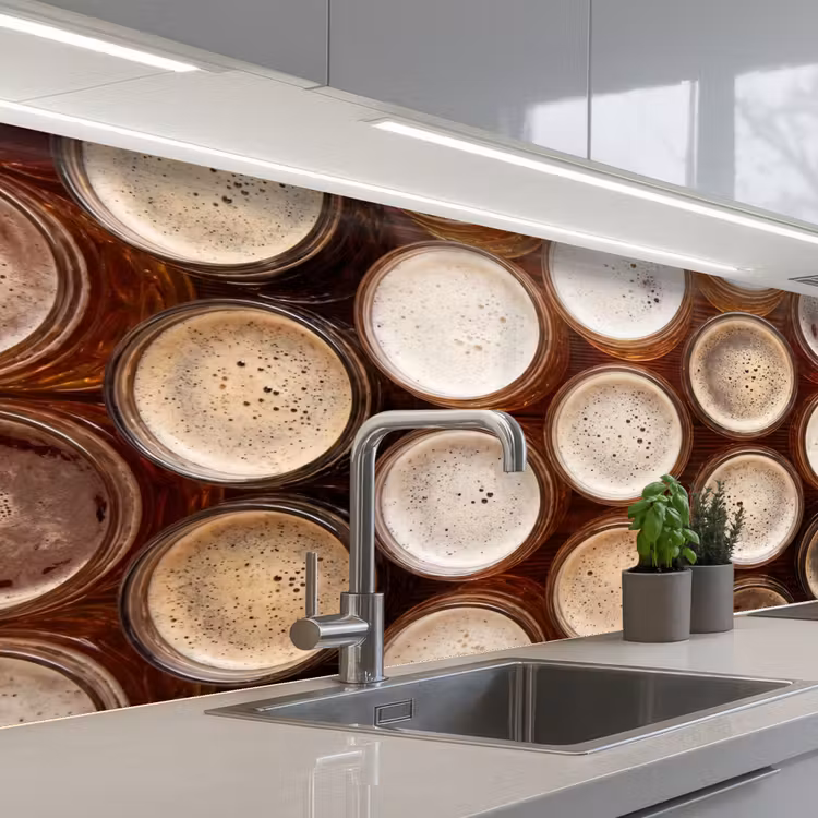 Keuken achterwand - Eten - Glazen - Drank - Patroon - Bruin — 2