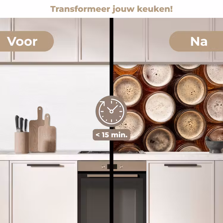 Keuken achterwand - Eten - Glazen - Drank - Patroon - Bruin — 3