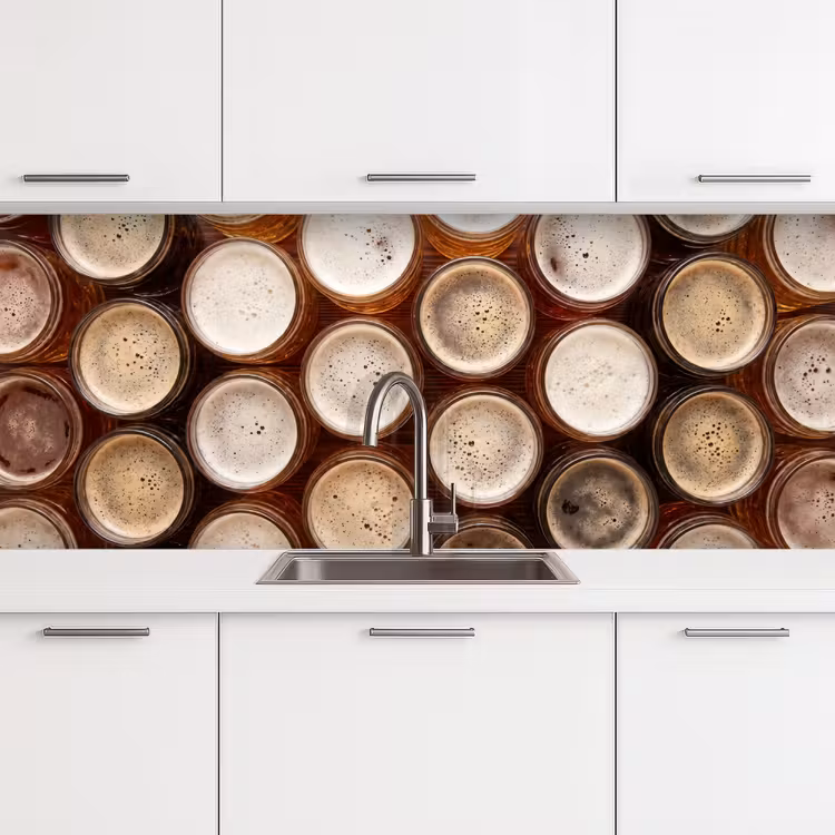 Keuken achterwand - Eten - Glazen - Drank - Patroon - Bruin — 4