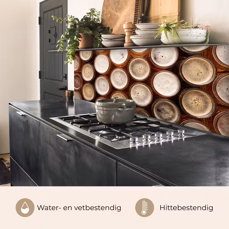 Keuken achterwand - Eten - Glazen - Drank - Patroon - Bruin — 5