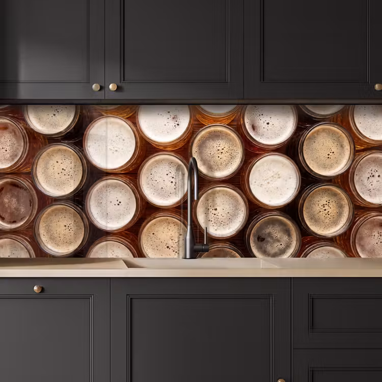 Keuken achterwand - Eten - Glazen - Drank - Patroon - Bruin — 6