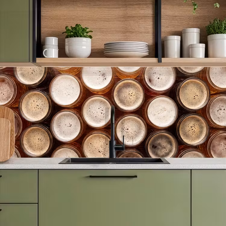 Keuken achterwand - Eten - Glazen - Drank - Patroon - Bruin — 8