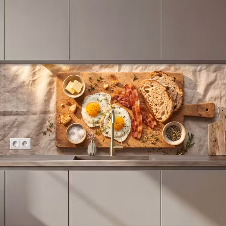 Keuken achterwand - Eten - Ontbijt - Hout - Rustiek - Geel — 1
