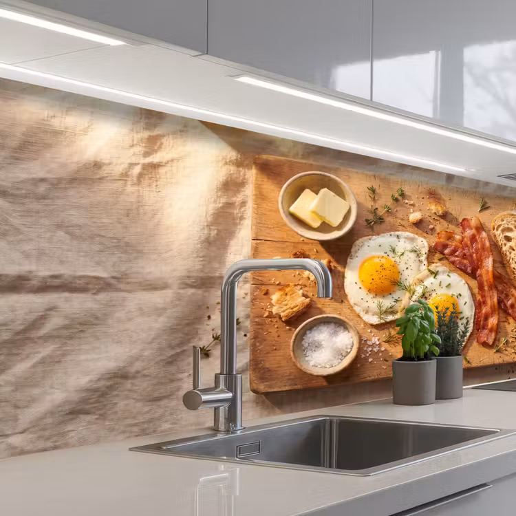 Keuken achterwand - Eten - Ontbijt - Hout - Rustiek - Geel — 2