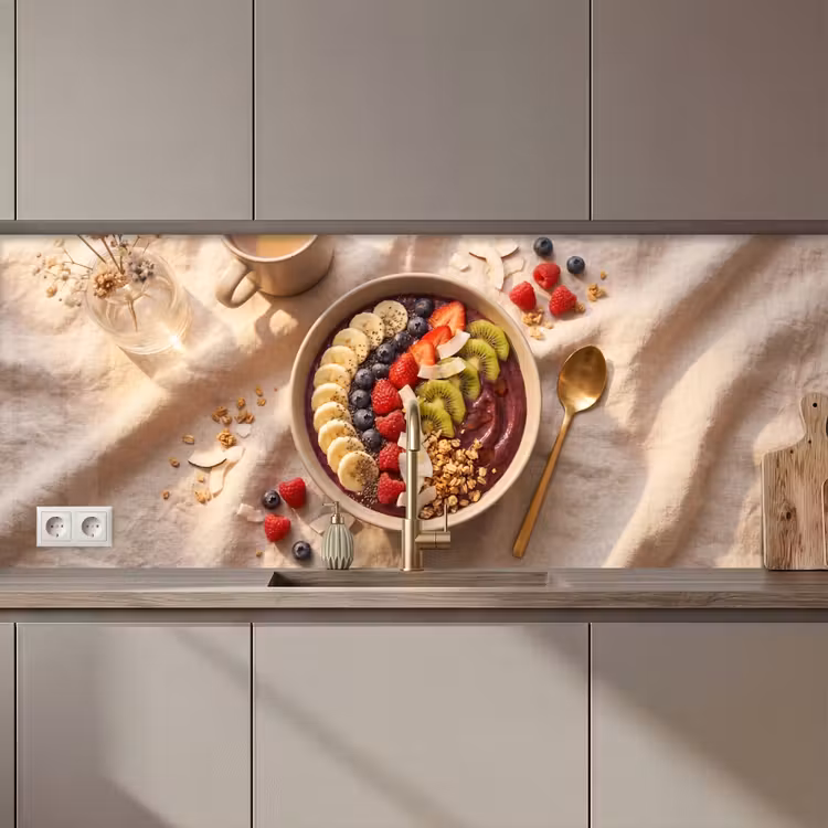 Keuken achterwand - Eten - Ontbijtkom - Fruit - Gezond - Kleurrijk — 1
