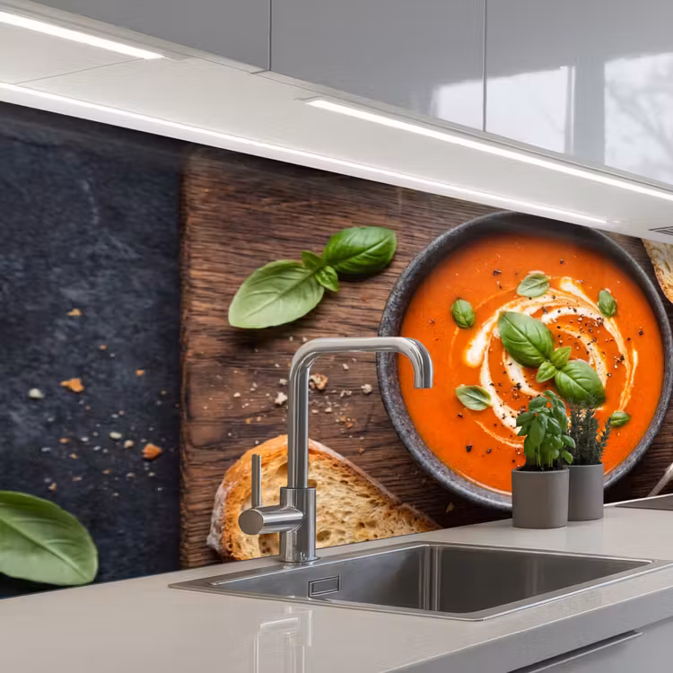 Keuken achterwand - Eten - Soep - Basilicum - Rustiek - Rood — 2