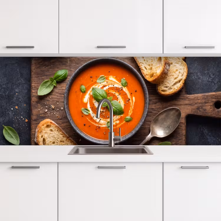 Keuken achterwand - Eten - Soep - Basilicum - Rustiek - Rood — 4