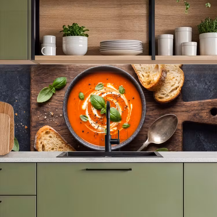Keuken achterwand - Eten - Soep - Basilicum - Rustiek - Rood — 8