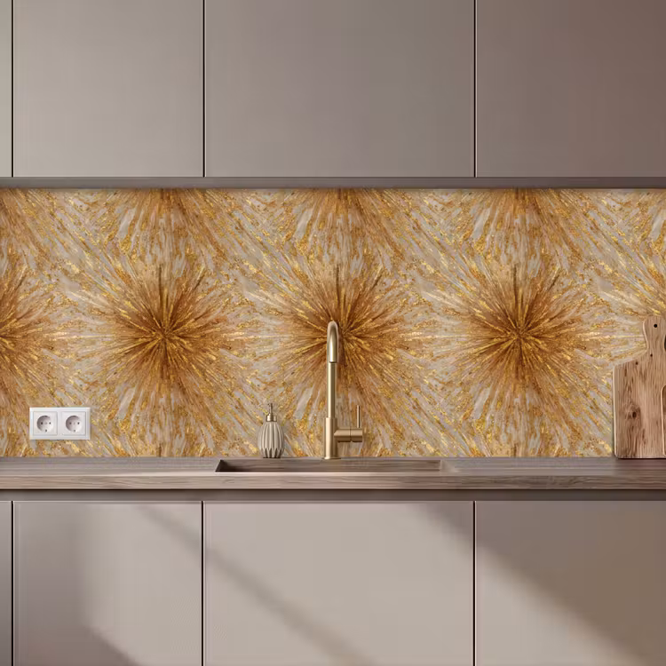 Keuken achterwand - Explosie - Abstract - Goud - Wit — 1