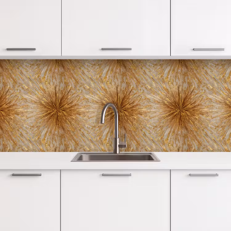 Keuken achterwand - Explosie - Abstract - Goud - Wit — 4
