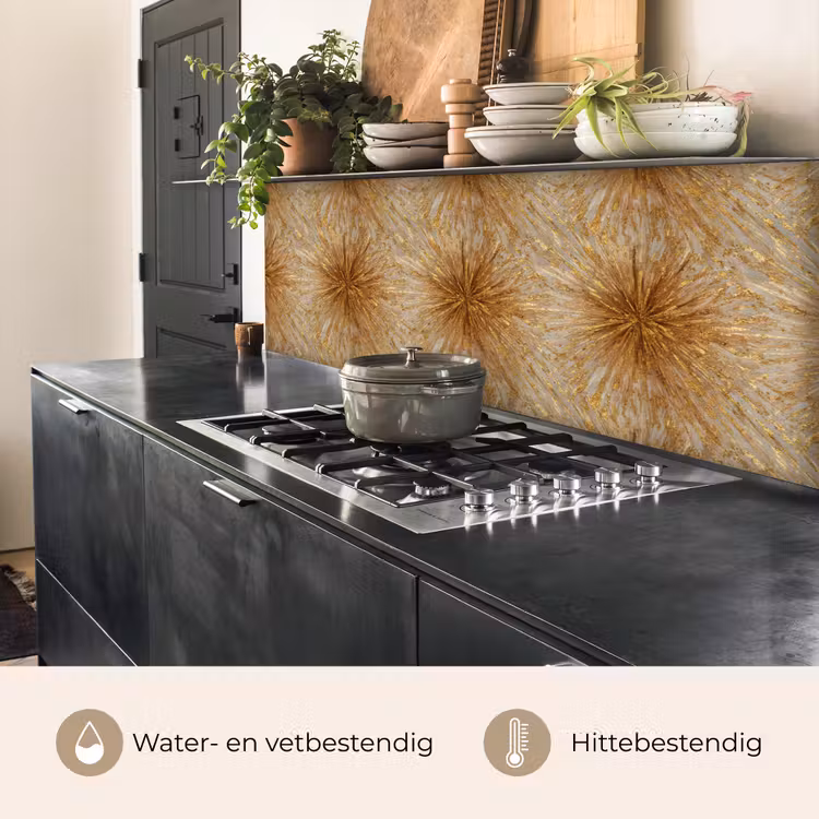 Keuken achterwand - Explosie - Abstract - Goud - Wit — 5