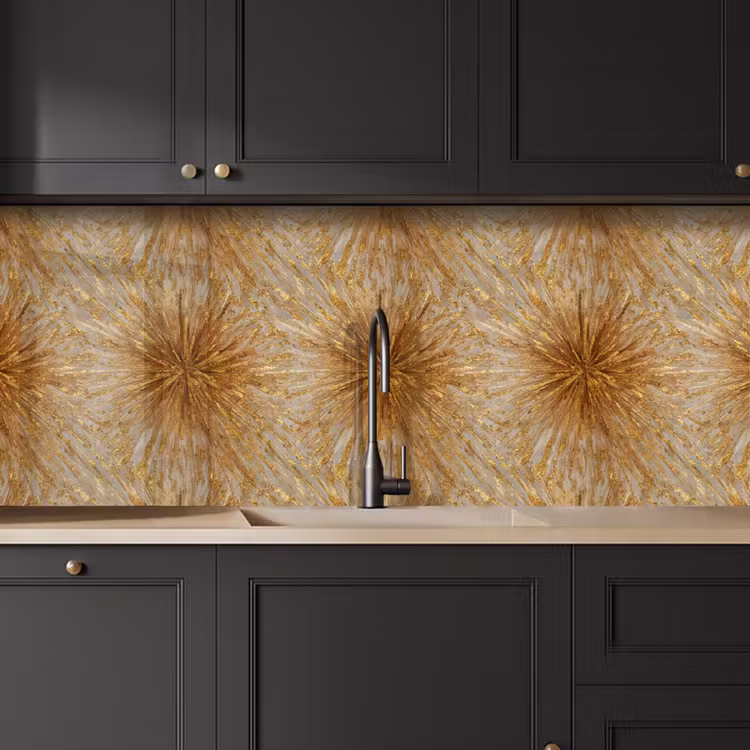 Keuken achterwand - Explosie - Abstract - Goud - Wit — 6