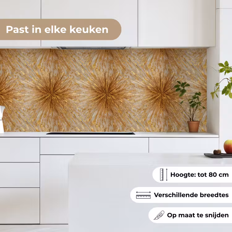 Keuken achterwand - Explosie - Abstract - Goud - Wit — 7