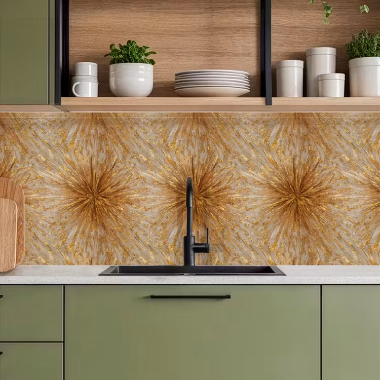 Keuken achterwand - Explosie - Abstract - Goud - Wit — 8