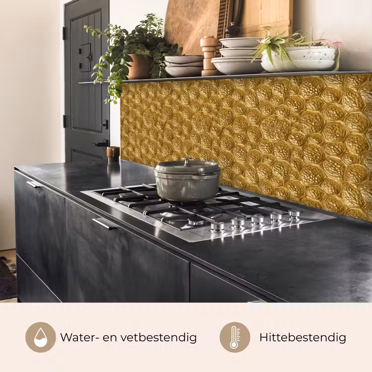 Keuken achterwand - Gehamerd - Mozaïek - Antiek - Goud — 5