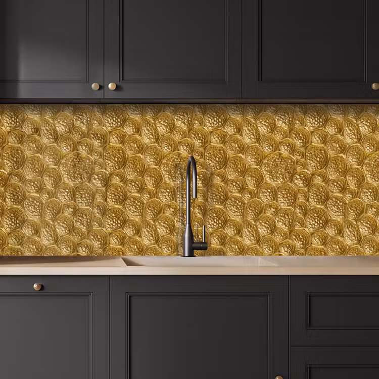 Keuken achterwand - Gehamerd - Mozaïek - Antiek - Goud — 6