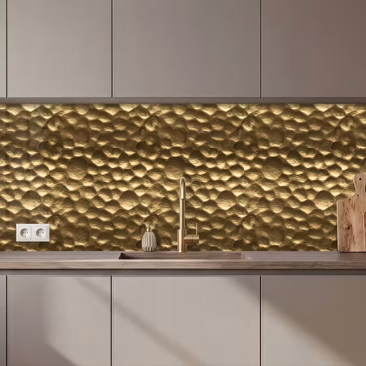 Keuken achterwand - Gehamerd - Reliëf - Textuur - Bronsgoud — 1