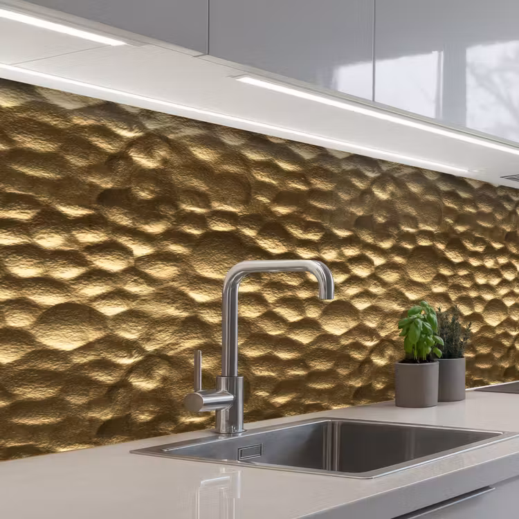 Keuken achterwand - Gehamerd - Reliëf - Textuur - Bronsgoud — 2