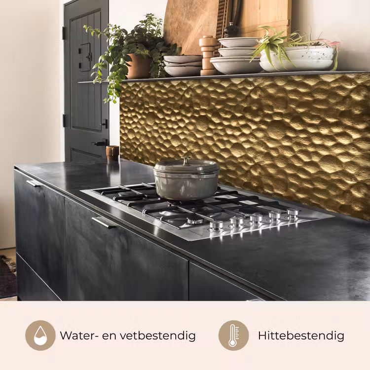 Keuken achterwand - Gehamerd - Reliëf - Textuur - Bronsgoud — 5