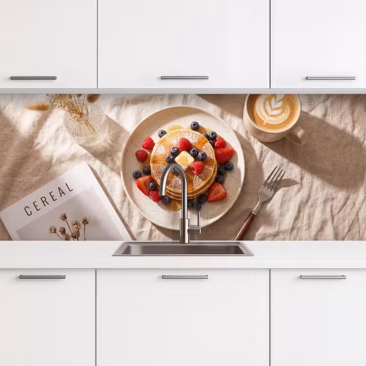 Keuken achterwand - Pannenkoeken - Bessen - Ontbijt - Modern - Beige — 4