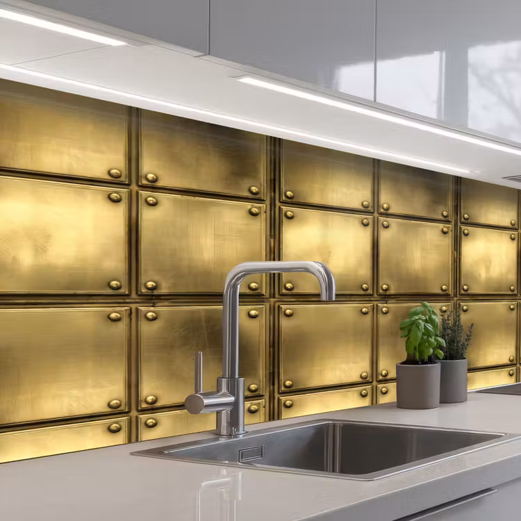 Keuken achterwand - Platen - Industrieel - Stoer - Goud — 2